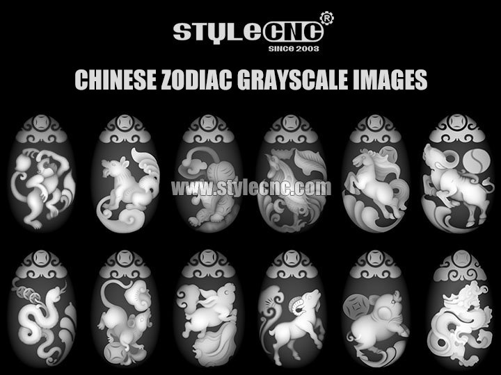數(shù)控router grayscale images with Chinese Zodiac
